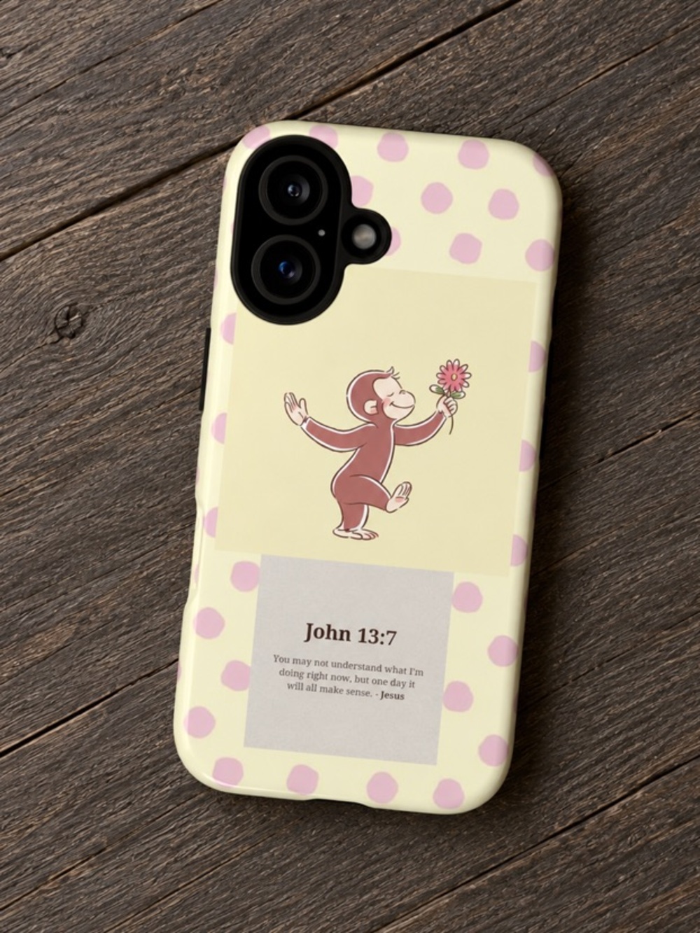 Curious George Cute Monkey Polka Dot Phone Case